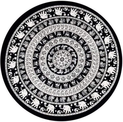 Tablecloths Elephant Herd - Black and White - Round Tablecloth 101557