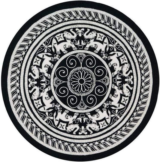 Tablecloths Elephant March - Black and White - Round Tablecloth 101517
