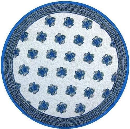 Tablecloths Floral Stamp - Blue and White - Round Tablecloth 101523