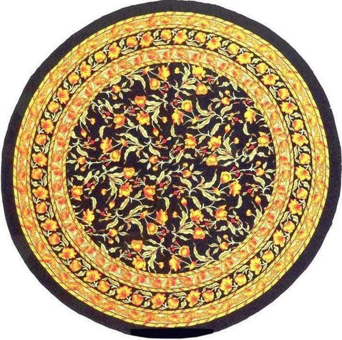 Tablecloths French Floral - Black and Gold - Round Tablecloth 101525