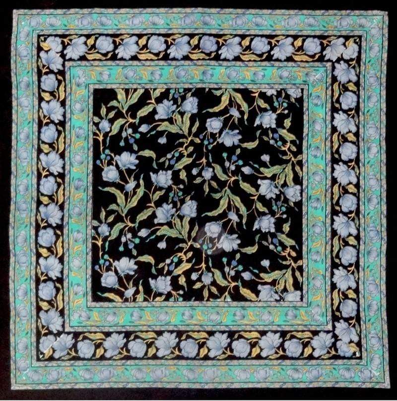 Tablecloths French Floral - Green and Black - Square Tablecloth 101603