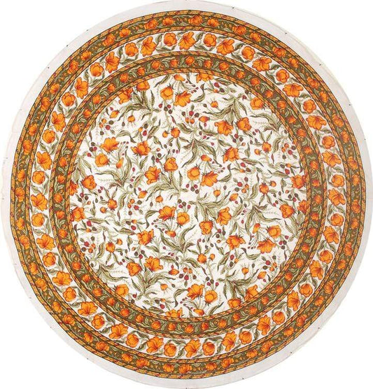 Tablecloths French Floral - Orange - Round Tablecloth 101549