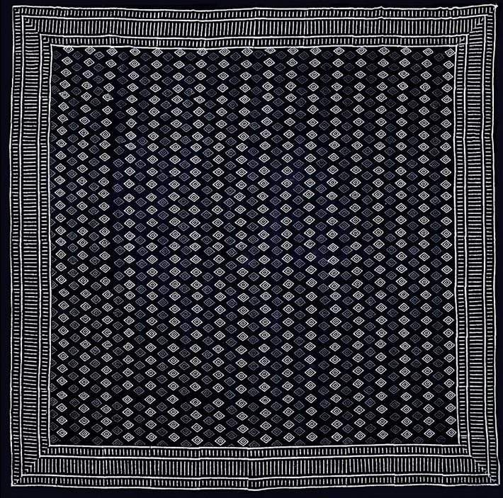 Tablecloths Handblocked Dabu - Black and White - Square Tablecloth 101599