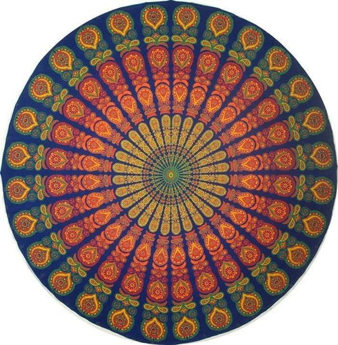 Tablecloths Peacock Feather - Blue and Red Burst - Round Tablecloth 101553