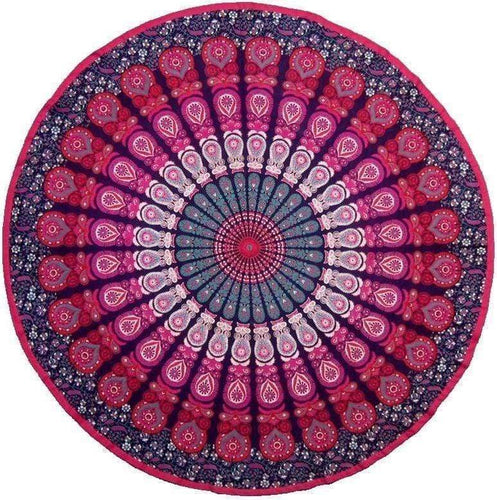 Tablecloths Peacock Mandala Burst - Pink and Red - Round Tablecloth 101536