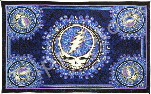 JUST FUNKY Grateful Dead Steal Your Face Logo White 60x90 Tapestry