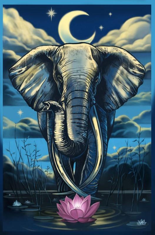 Tapestries 3D - Elephant Lotus - Tapestry 100852
