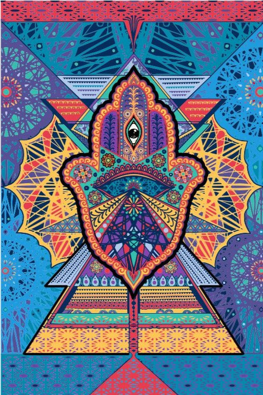Tapestries 3D - Geometric Hamsa - Tapestry 100855