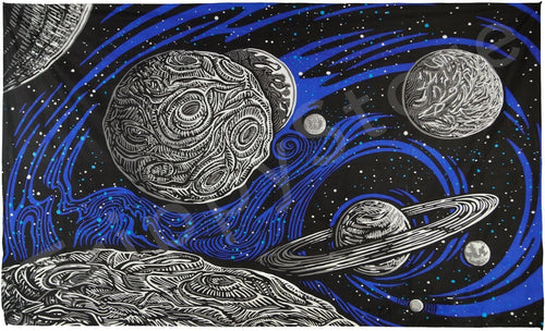 Tapestries 3D - Glow in the Dark - Galactic Outer Space - Tapestry 013329