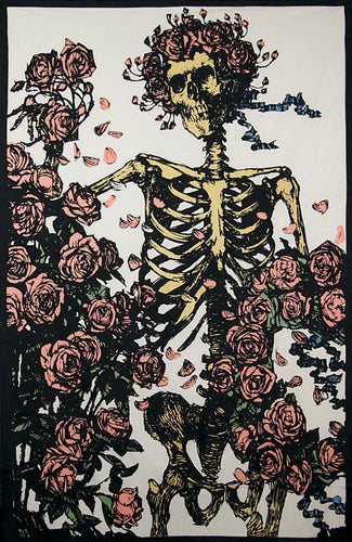 Tapestries 3D - Grateful Dead - Faded Skeleton with Roses - Tapestry 100614