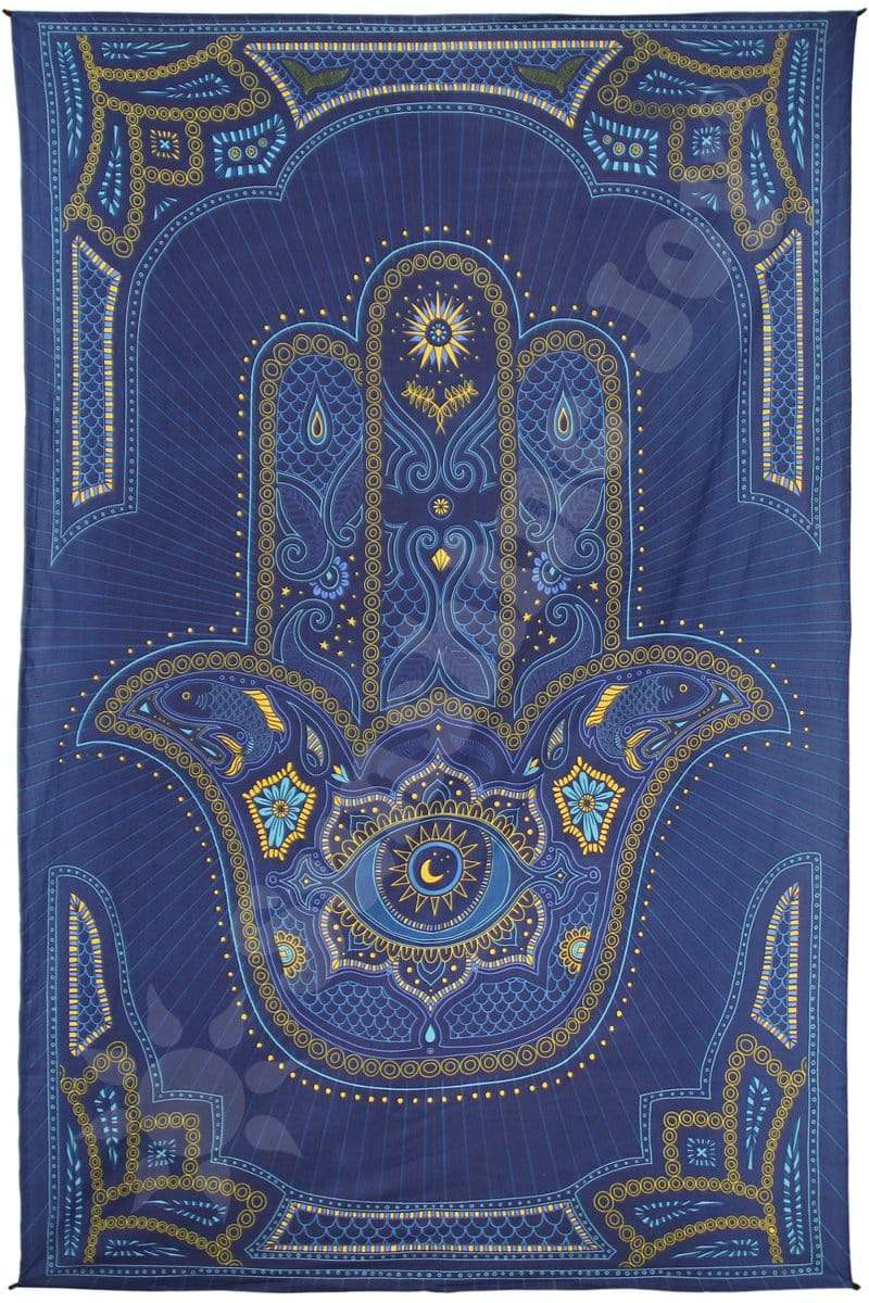 Tapestries 3D - Hamsa Hand of Fatima - Blue - Tapestry 101508
