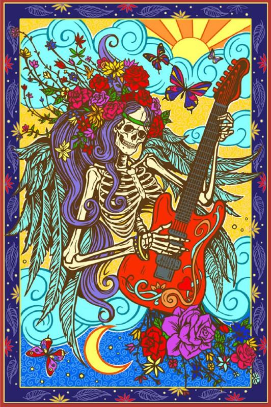 Tapestries 3D - Hippie Skeleton Guitar - Tapestry 100853