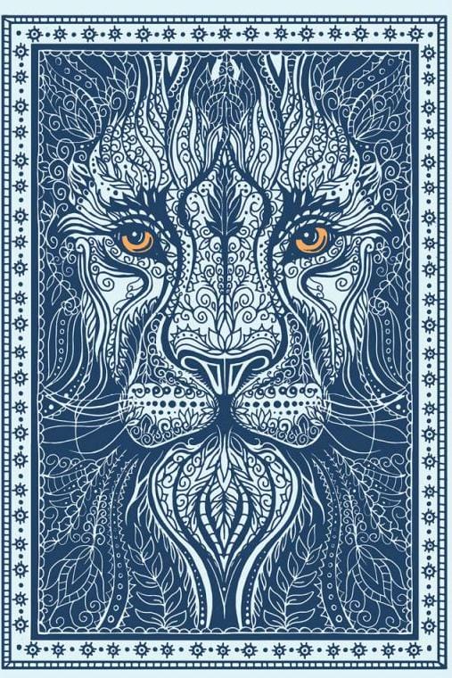 Tapestries 3D - Lion Blackwork - Tapestry 101192