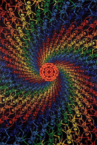 Tapestries 3D - Rainbow Dancing Skeleton Spiral - Tapestry 101508