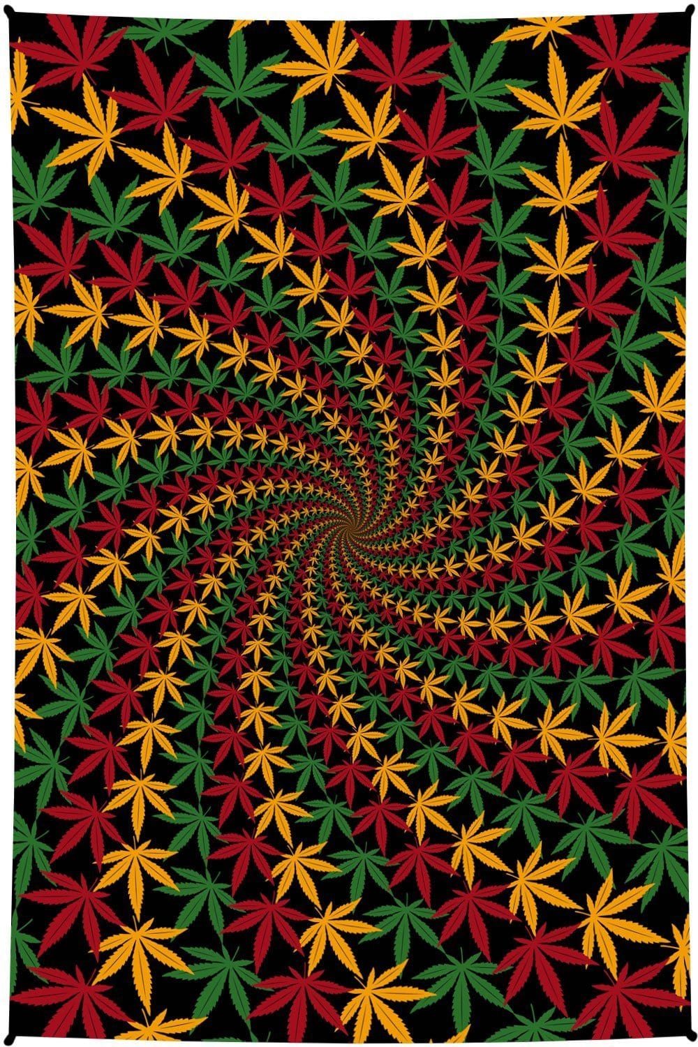 Tapestries 3D - Rasta Leaf Spiral - Tapestry 12210