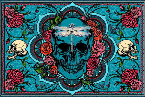 Tapestries 3D - Skeleton and Roses - Tapestry 100858