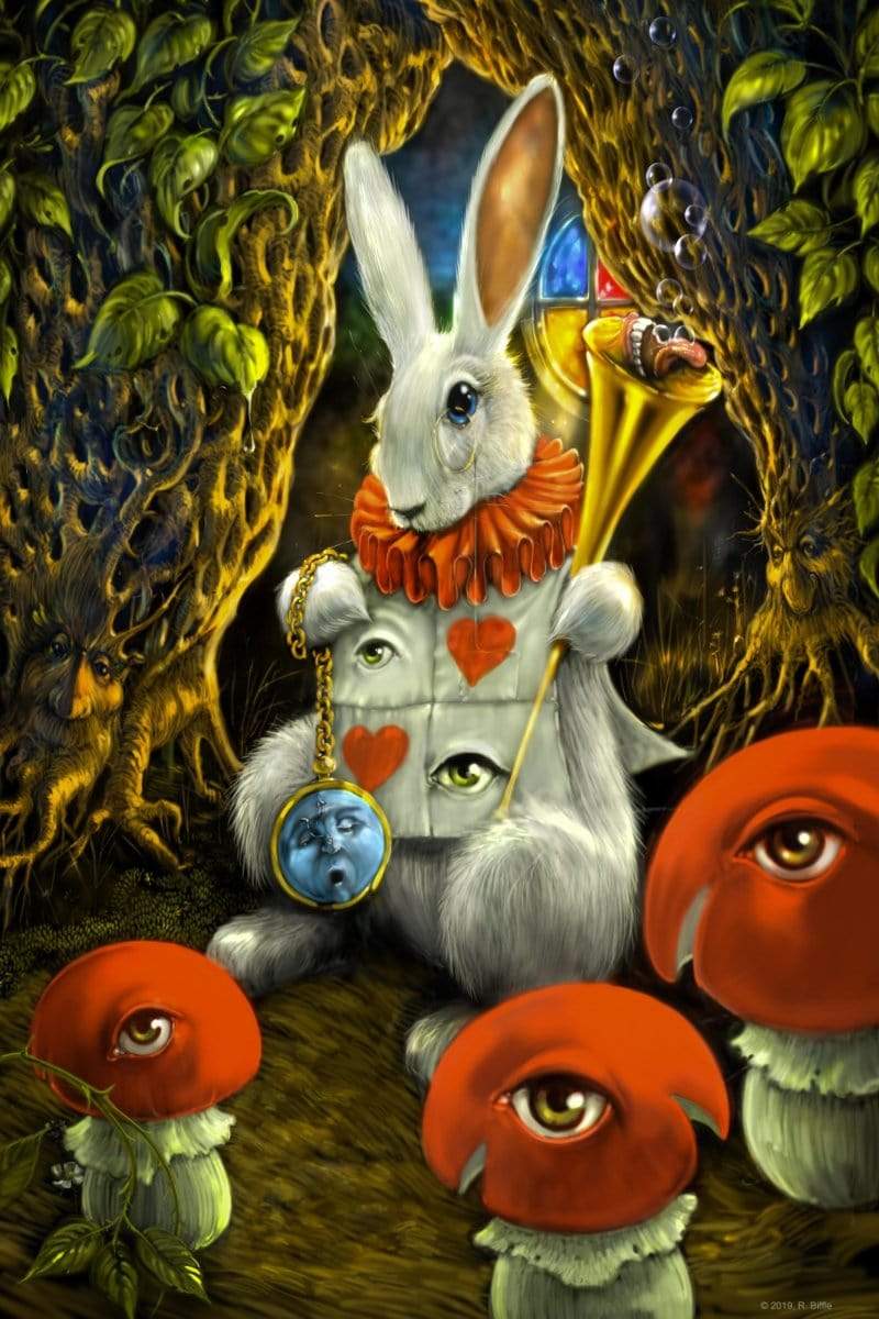 Alice Following Rabbit Alice In Wonderland White Rabbit