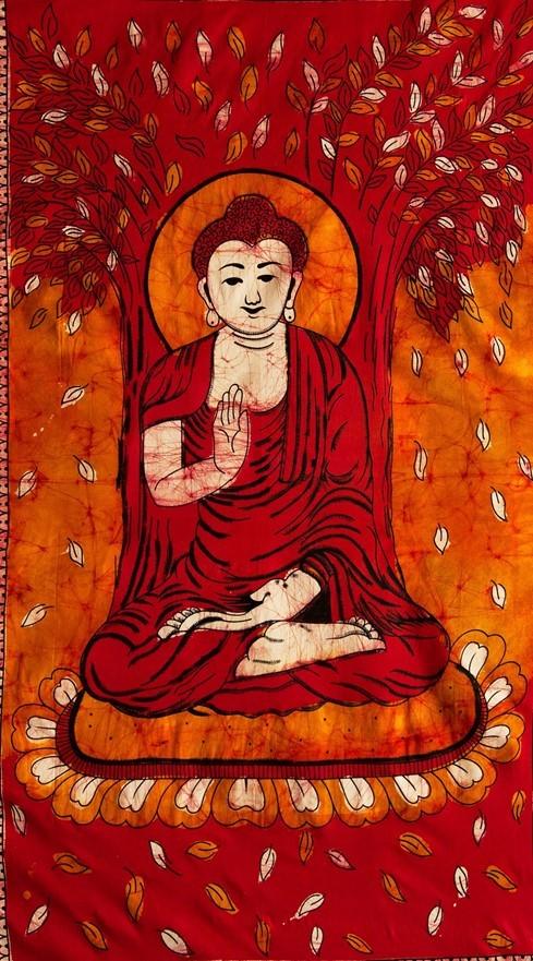 Batik Buddha - Burnt Red and Brown - Tapestry