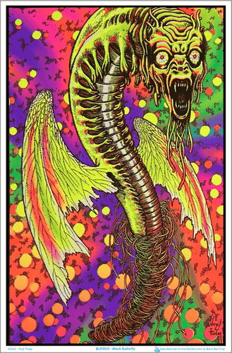 Tapestries Black Butterfly Dragon - Black Light Poster 100919