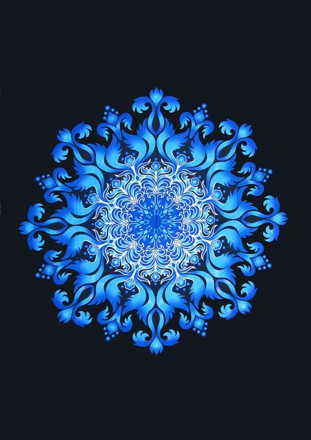Tapestries Blooming Blue Flame Mandala - Tapestry 100679
