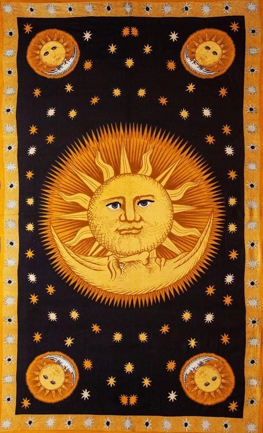 Solar Eclipse - Black and Gold - Tapestry