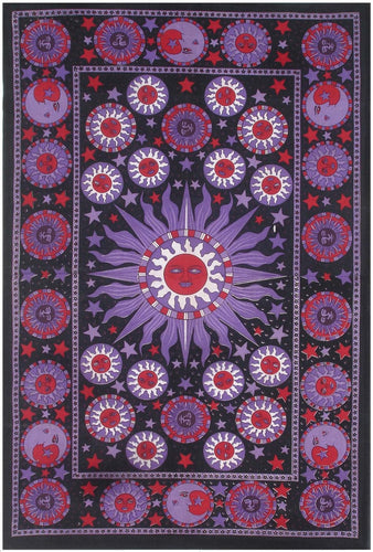 Tapestries Celestial Sun and Moon - Purple and Red - Tapestry 102907