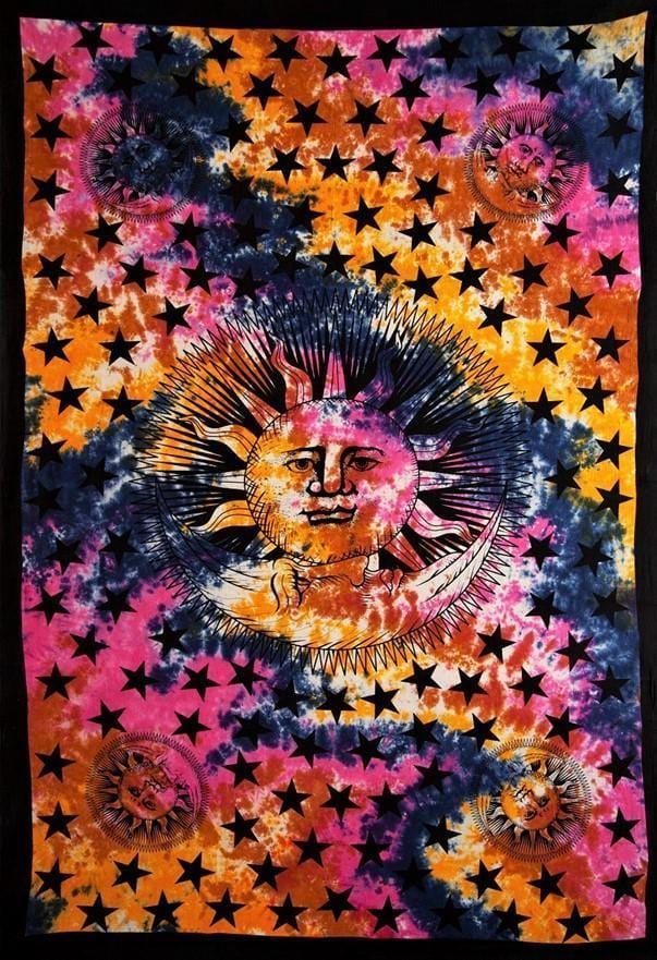 Celestial Sun and Moon - Tie-Dye - Tapestry