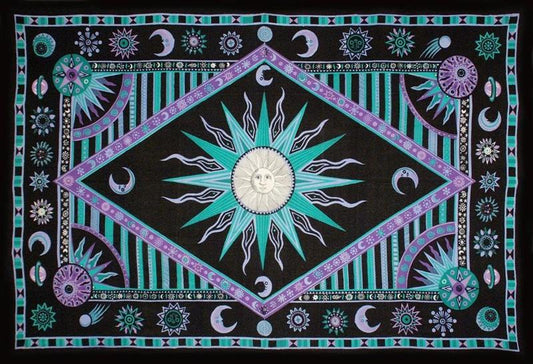 Tapestries Celestial Sun - Green and Purple - Tapestry 100283