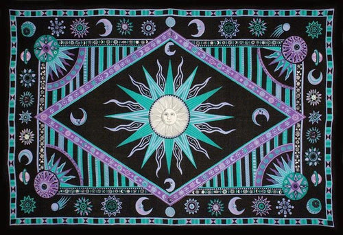Tapestries Celestial Sun - Green and Purple - Tapestry 100283