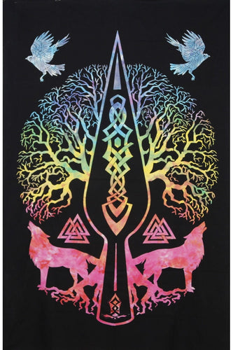 Tapestries Celtic Wolf Tree - Tie-Dye - Tapestry 102275