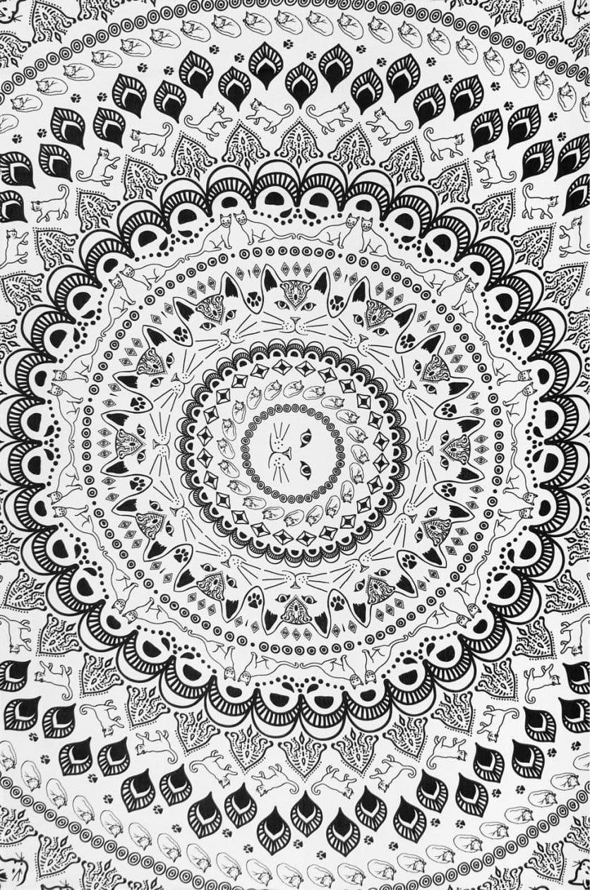 Tapestries Dina June Toomey - Cat Mandala - Tapestry 100587