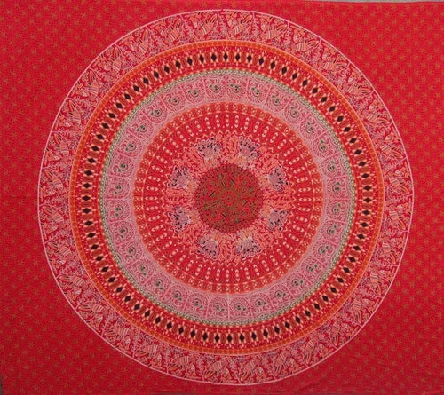 Tapestries Elephant and Bird Mandala - Red - Tapestry 101277