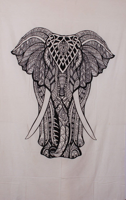 Tapestries Elephant - Black and White - Tapestry 013544