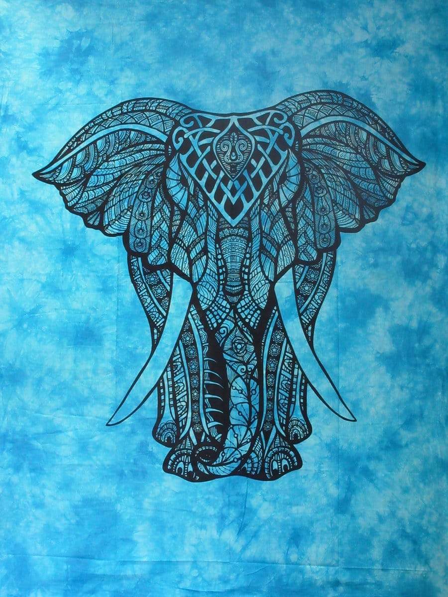 Tapestries Elephant - Blue Tie-Dye - Tapestry 102190