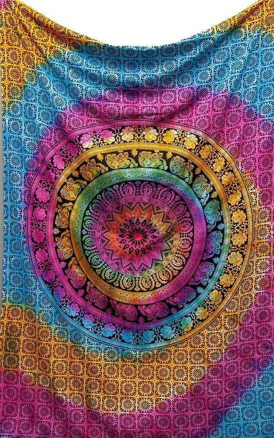 Tapestries Elephant Mandala - Tie-Dye Spiral - Tapestry 100683