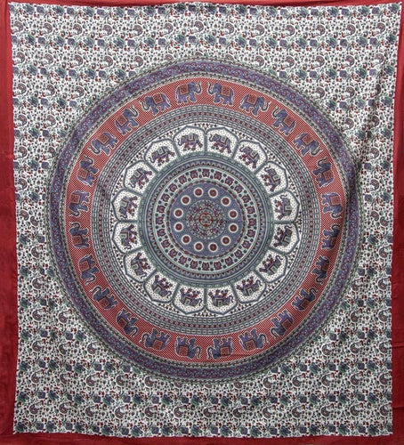 Tapestries Elephant Temple Mandala - Red - Tapestry 101285