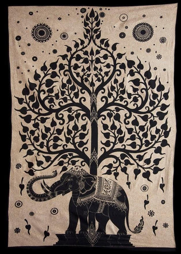 Tapestries Elephant Tree Silhouette - Beige - Tapestry 101307