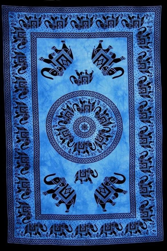 Tapestries Elephants Marching - Blue - Tapestry 101290