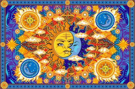 Tapestries Fire Sun and Moon - Tapestry 100872