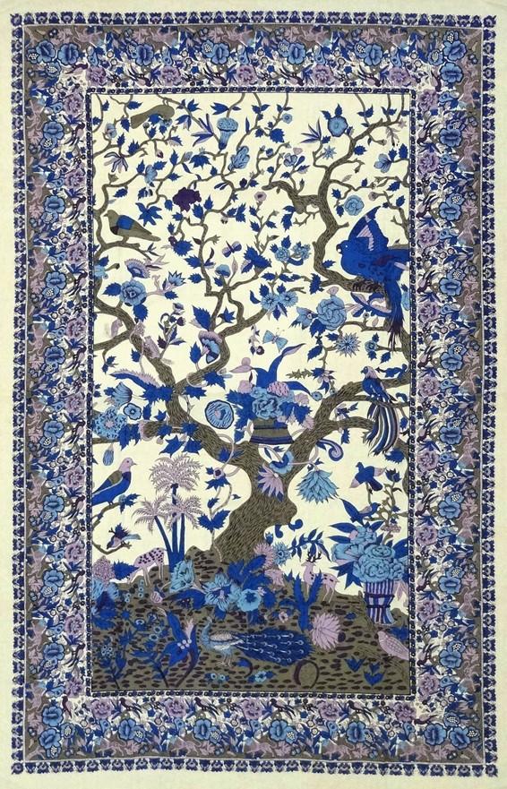 Tapestries Flowering Trees and Birds - Blue and Purple - Tapestry 100661