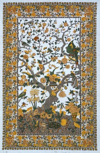 Tapestries Flowering Trees and Birds - Grey and Brown - Tapestry 100662