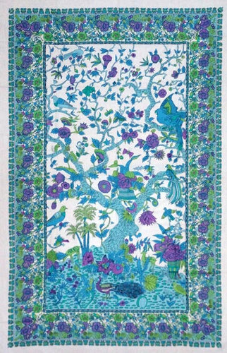 Tapestries Flowering Trees and Birds - Purple and Turquoise - Tapestry 100657