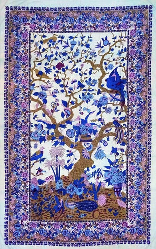 Tapestries Flowering Trees and Birds - White and Purple - Tapestry 100658