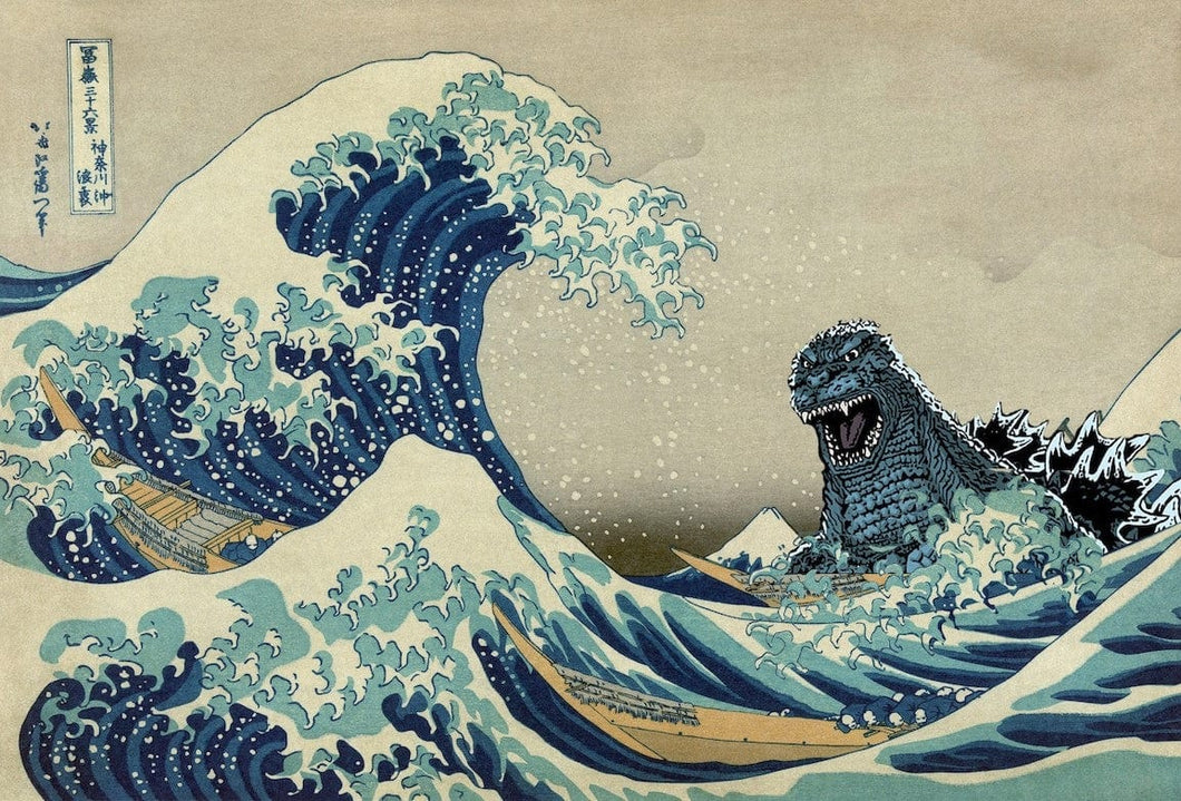 Tapestries Godzilla vs Great Wave - Small Tapestry 103285