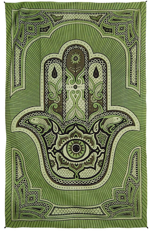 Tapestries Hamsa Hand of Fatima - Green - Tapestry 100020