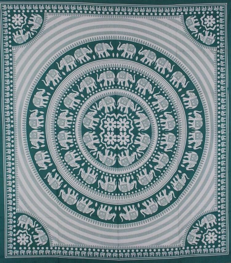 Tapestries Marching Elephant Mandala - Green - Tapestry 101275
