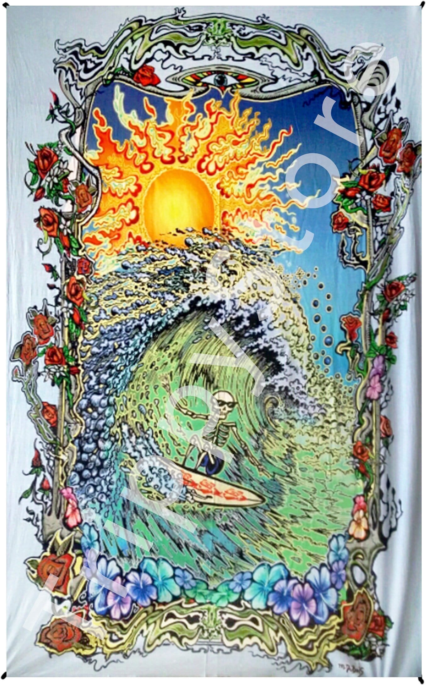 Tapestries Mike Dubois - Surfing Skeleton - Tapestry 013598