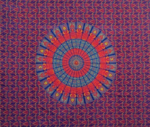 Tapestries Napthol Mandala - Blue and Red - Tapestry 101326