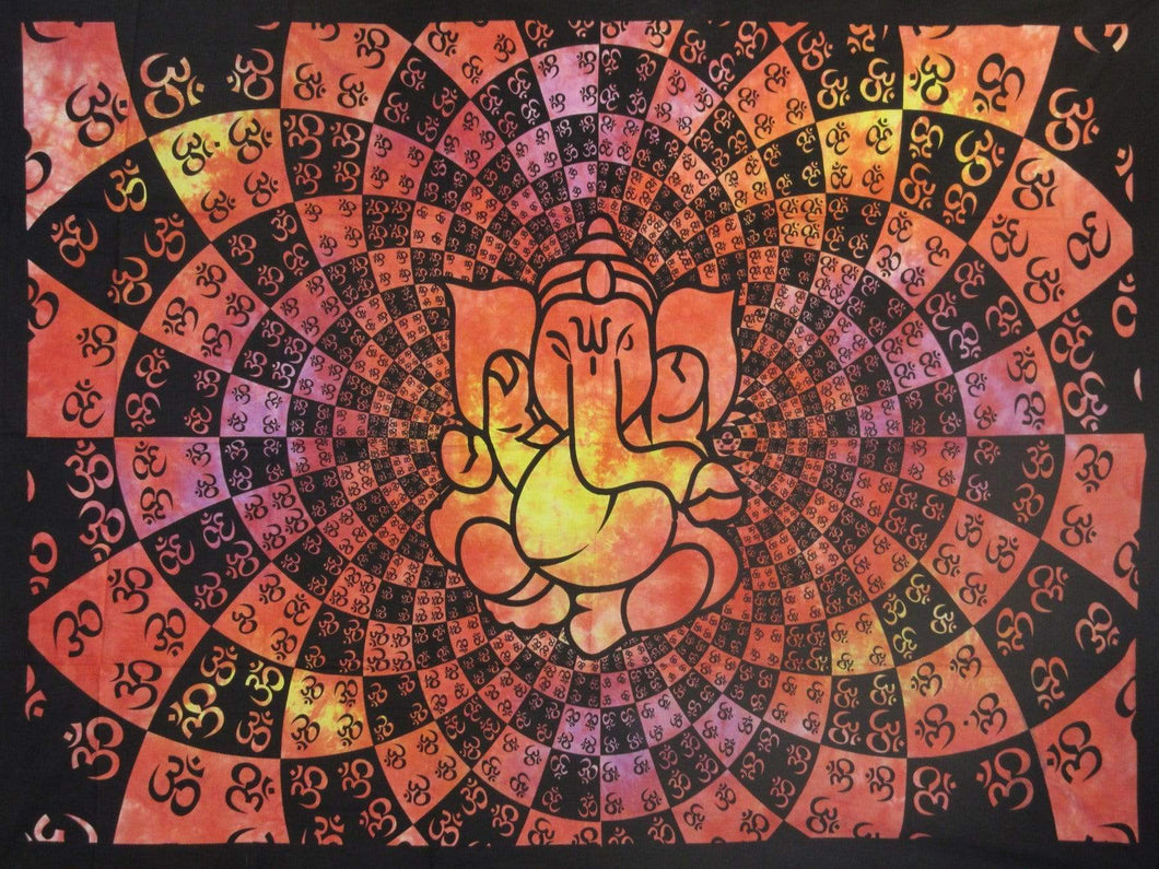 Tapestries Om Ganesha - Orange Tie-Dye - Tapestry 102185