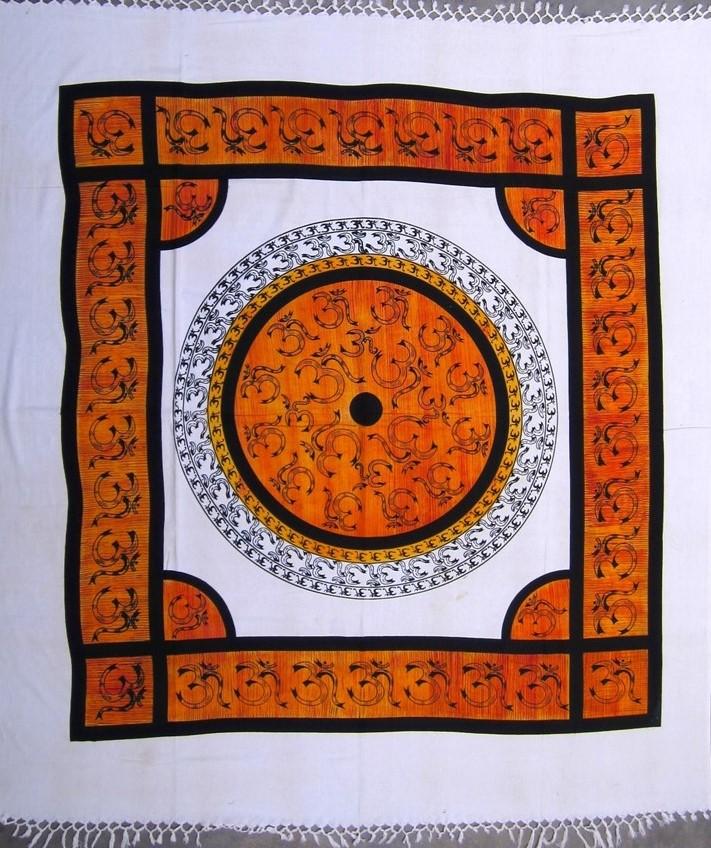 Om Mandala with Fringe - Orange - Tapestry